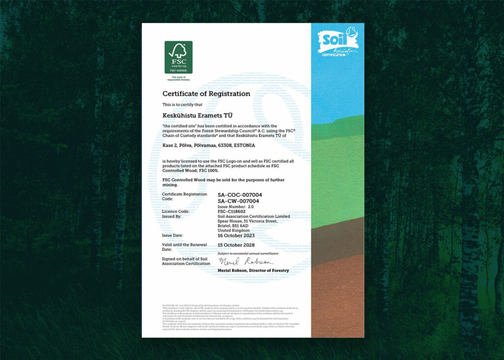 FSC sertifikaat Keskühistu Eramets
